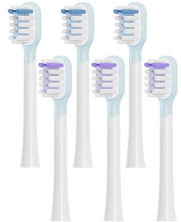 Fiohiros Electric Toothbrush Head Compatible with Laifen, 6 Pack Adult Toothbrush Replacement Heads Compatible Laifen Electric Toothbrush (3 Blue 3 Purple, Clean Type)