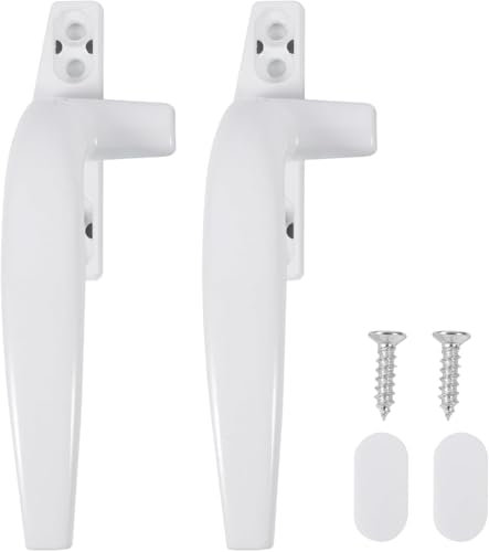 JOZMMZEOOA 2 Pcs Window Handle Left Hand Aluminum Alloy Double Glazing Window Handles Childproof Casement Locking Handle Universal with Screw Fixing for UPVC Window & Door