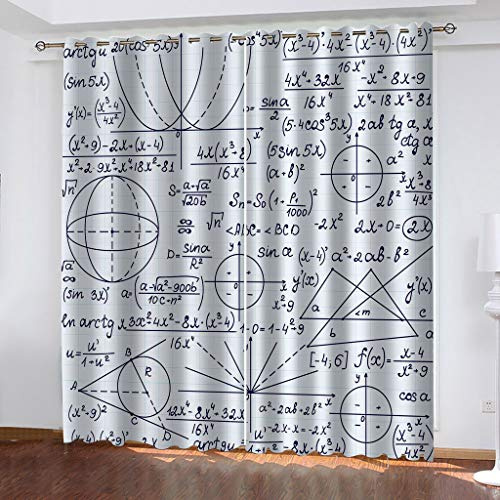 Tende A Vetro Per Finestra Moderne 3D Modello Matematico Di Stampa Di Formule Per Finestre Per Soggiorno Camera Da Letto 2 Pannelli 280x160Cm Oscuranti Moderne Tenda Per Interni Con Occhiello