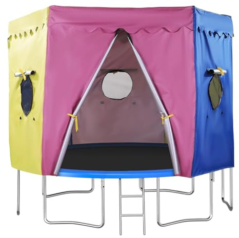 12FT Trampoline Tent, Trampoline Top Round Shade Cover, Waterproof And Sunscreen Fabric Accessories Enclosures Sunscreen Tarp Protective For Birthday Parties, Picnics, And Community Activities