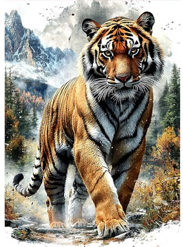 MOGTAA Tiger Diamond Painting Erwachsene, 5D Landschaft Diamant Painting Bilder Erwachsene Anfänger, DIY Full Drill Diamant Malerei Bilder für Home Wand Dekor 30x40cm