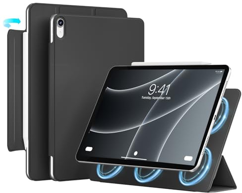 JKSML Hülle für iPad Air 11 2026/2025/2024 & 5./4.Gen 10,9 2022/2020 | Magnetisch, Unterstützt Pencil Pro/USB-C, Dünn und Leicht Design für Büro/Uni (Schwarz)