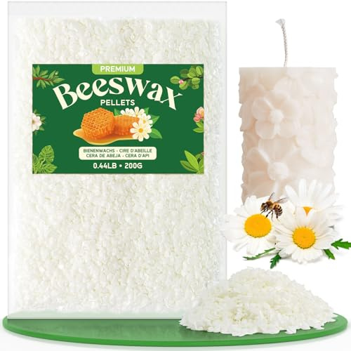NORVENCE Bienenwachs Bio für Kosmetik, Weiße Bienenwachs Pastillen 200g, Kerzenwachs für die Kerzenherstellung, Reines und natürliches Bienenwachs für Hautpflege, Lippenbalsam, Polieren und Lotion