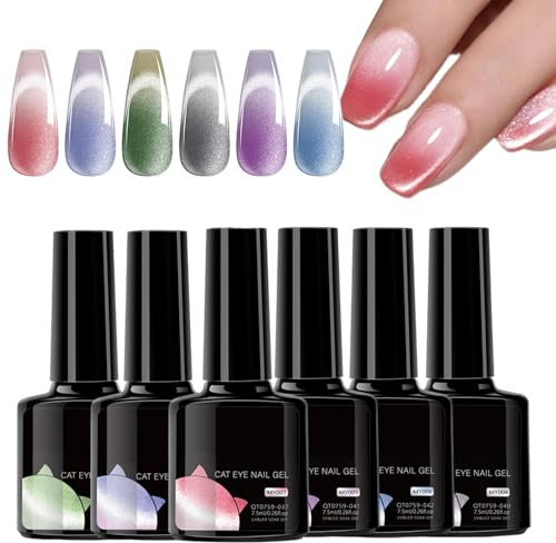 Bkljkf Nagellack Gel Set - Temperaturabhängiger Farbwechsel Nagellack - 6 Stück Einfache Anwendung 21 Tage Haltbarkeit Maniküre Kosmetik für Pendeln Feiern Hochzeit Reisen