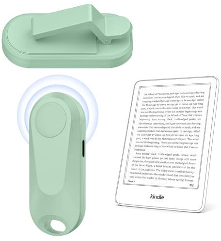 DATAFY [Case-Friendly] Page Turner for Kindle Paperwhite Oasis Kobo eReaders, Camera Camcorder Remote Controls, Page Turner Clicker for ipad Tablets Reading Novels with Wrist Strap Storage Bag Green