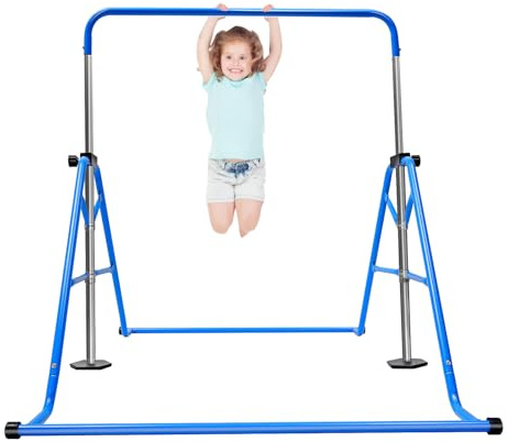 Blau Faltbar Power Tower Dip Station Klimmzugstange Freistehend Höhenverstellbar Multifunktional Fitness Trainingsgerät für Klimmzugstange Liegestütze Abdominal, Dreiecksstruktur