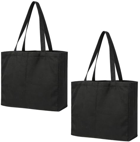 ZRUEWOT 2 Stück Groß Baumwollbeutel 45 × 35×10 cm Handtasche Stofftasche Zum Bemalen Einkaufstasche Stofftaschen Wiederverwendbare Jutebeutel Stoffbeutel Unbedruckt für Shopping WäSche Sport und Diy