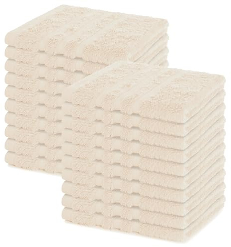 Lavea® Seiftuch 20er Set 30x30 cm, Creme | 100% Baumwolle, hochwertige Seiftücher und Gästehandtücher, saugstark, waschbar und strapazierfähig – Frottierserie Elena