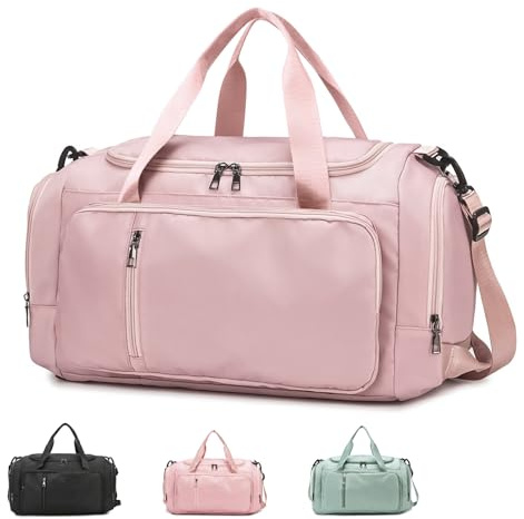 MINVOO Sporttasche 40L Reisetasche Trainingstasche für Damen und Herren mit Schuhfach Nassfach Oxford Wasserdicht Gym Sport Tasche für Fitness Reisen Weekender (Rosa)