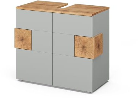Vicco Waschbeckenunterschrank Eden, Grau, 73.1 x 64 cm | zur Wandmontage mit variabler Innenaufteilung