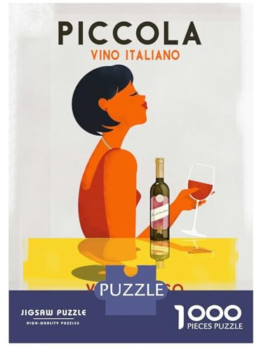 Italy Wine Vintage Jigsaw Puzzle 1000 Pieces, Romantic City Break Scene, Matte Printed Jigsaw for Travel Lovers, Screen-Free Fun, 52x38cm/1000pcs