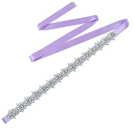 ULAPAN Strass Braut Schärpe Rhinestones Hochzeit Schärpe,Strass Hochzeit Gürtel,Diamanten Braut Gürtel (Lavendel)