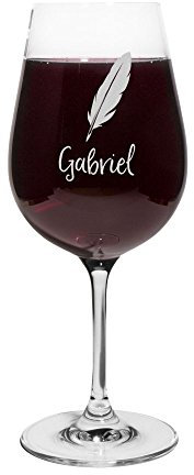 printplanet® Rotweinglas mit Namen Gabriel graviert - Leonardo® Weinglas mit Gravur - Design Feder