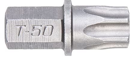 SW-Stahl 04407L-8 T-Profil Bit-T50 - Profi Torx Bit mit 10mm Sechskant | Hochwertiger T-Profil Stiftschlüssel-Einsatz aus S2-Stahl für Werkstatt und Industrie - passend für 10mm Halter