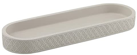 Gedy Grigio, 3,2X30,5X10,4 CM G-Afrodite Porta Oggetti per Bagno, Misure e Peso 0,782 kg, Vassoio Decorativo in Cemento, Finiture Argento, Design R&S, 2 Anni di Garanzia