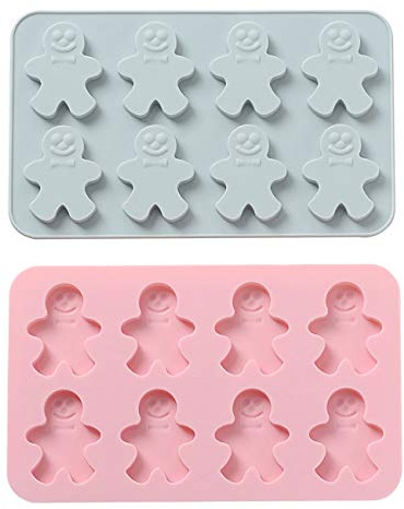 MoldFun 2Pcs 8-Cavity Gingerbread Man Ice Cube Tray Silicone Mold for DIY Chocolate Candy Gummy Jello Jelly Bakeware Baking Muffin Cupcake Cake Soap Lotion Bar Kitchen Pastry Tools