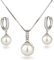 Schöner-SD Set Halskette Ohrringe Schmuckset mit Perlen 925 Silber Rhodium weiß