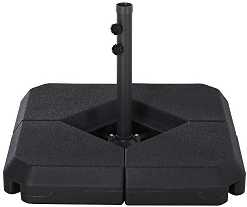 Outsunny Base de Parasol Pied de Parasol 4 Plaques Durable Acier HDPE - A remplir d'eau jusqu'à 60 kg ou de Sable jusqu'à 72 kg - dim. 80 x 80 x 56 cm Noir