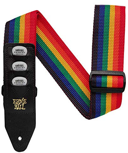 Ernie Ball Pickhalter-Gitarrengurt, aus Polypropylen, Regenbogen-Farben