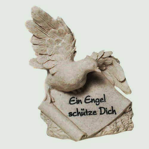 Udo Schmidt Taube auf Stein EIN Engel schütze Dich, ca 15 x 12 cm