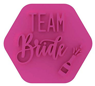 LissieLou Keksstempel, Motiv: Team Bride mit Champagnerflasche, Junggesellinnenabschied, Junggesellinnenabschied, für Zuckerguss, Fondant, Hellrosa