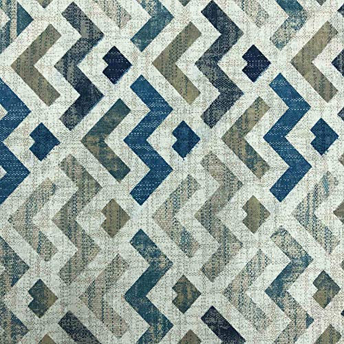 Kt KILOtela - Canvas Dekostoff, Home-Accessoires, Tischdecken, Kissen, Vorhänge, Taschen, 280 cm Breite, Meterware ab 0,5 m, Preis Gilt für 0,5 m, Geometrisch, Zickzack, Blau