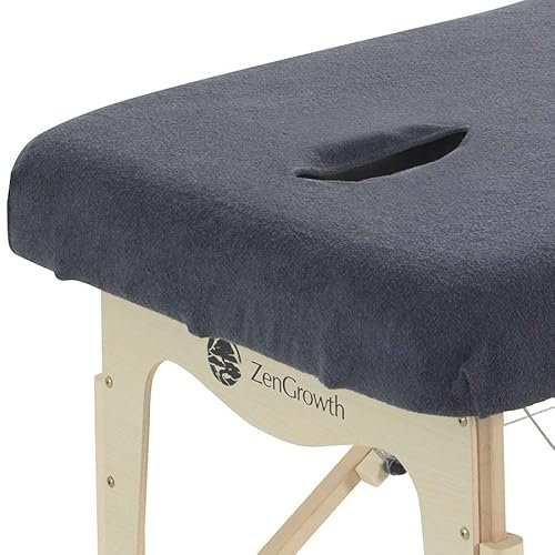 ZenGrowth Spanbezug für Massageliege mit Gesichtsaussparung | Oeko TEX 100 | 63cm x 71cm x 185cm | Für alle Massage- oder Behandlungstische (Grau)