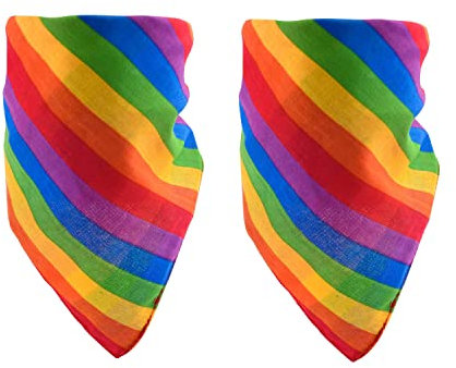 KAIAIWLUO Kopftuch Rainbow Regenbogen Muster,2 Stück Regenbogen Gestreiften LGBT Stolz Bandana Stirnband Armband Kopftuch Set Große Indoor Outdoor LGBT Regenbogen Fahne Gay Pride Festival