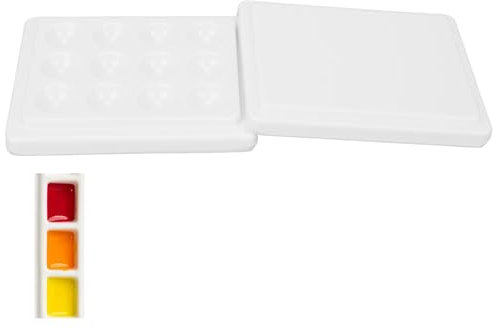 Artiste en céramique 12 Seau Palette, céramique Aquarelle Palette, Petit Rectangle Acrylique Pigment Plateau pour Nail Art Peinture