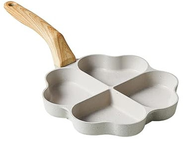 DAFEIKE Poêle à œufs en forme de cœur - Poêle à crêpes antiadhésive en forme de cœur - 4 tasses - Ivoire