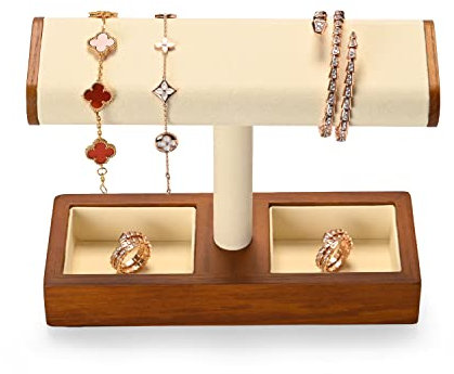 Oirlv Multifunktional Massivholz T-Bar Schmuckständer für Organizer Schmuck Uhr Armband Halskette
