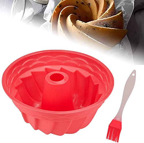 WETARENDA Stampi in Silicone per Dolci Stampo Ciambella Silicone 23cm Tortiere in Silicone Stampo Antiaderente a Spirale Stampo per Torta Tondo Scanalato con Spazzola a Olio per Torte Muffin e Pane