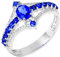 Epinki Echt Gold Hochzeitsring Weißgold 18 Karat 750 Frauen, Saphir Solitärring Blau 1.02ct Diamantring Weißgold 750 mit Diamant, Gr.65 (20.7)