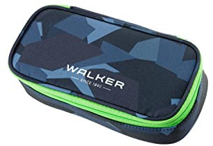 Walker 49113-374 - Schlamperbox Camo Anthrazit, Federmappe mit geräumigem Hauptfach, doppelseitiger Trennwand mit 20 Stiftfächern, Zippfach und robustem Reißverschluss