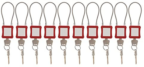 Focket Lockout-Tagout-Schlösser, 10 Sätze Stahlkabel Elektrisch Lockout-Tagout-Schlösser Gleichschließend, Löschbare Etiketten Vorhängeschloss mit Schlüssel Sicherheitsschlösser für Türen