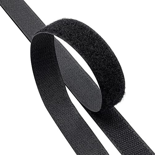 KLEBERINO Klettband zum nähen | Set Hakenband und Flauschband | Klettverschluss zum aufnähen | hohe Verschlusskraft in Industriequalität (schwarz, 20mm x 25m)