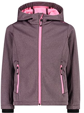 CMP - Melange-Softshelljacke für Kinder mit fester Kapuze, Pflaumenmel., 98