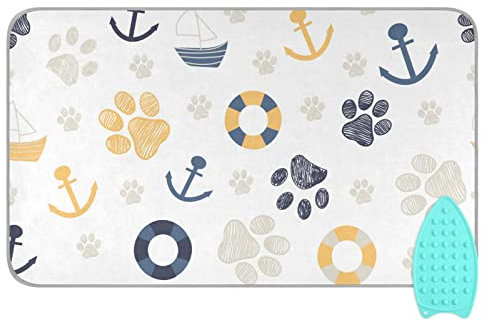 linqin Hitzebeständige Bügelmatte mit Silikon-Pad, Hundepfoten-Anker, tragbares Bügelbrett-Pad, Reise-Bügelbrettbezug für Trockner, Waschmaschine, Tischplatte, 119 x 71 cm