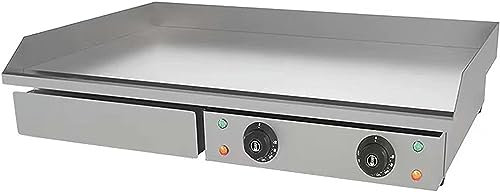 BTURYT Catering Barbecue Elettrico Griglia Elettrica Senza Fumo Anti-Aderente Piastra Elettrica per Cucinare, Bistecchiera Elettrica in Acciaio Inox, per Casa Camping E Ristorante, 4400W