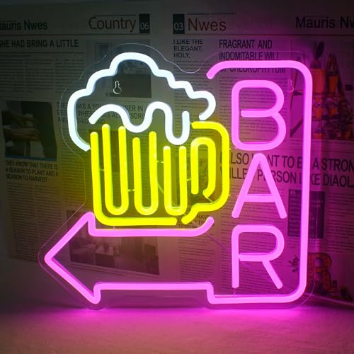 Horseneon Bier Bar Neon Scudo Led Neon Bar Sign Beer Segnalazione Luminosa Parete Colorata Luce Neon per Pub Home Birra Bar Club Man Cave Restaurant Shop Sign Decor