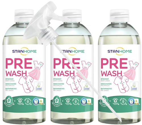 Stanhome Pre Wash détachant prélavage pour vêtements, nettoie et élimine les taches, tous types de tissus, nouveau format (3 x 500 ml)