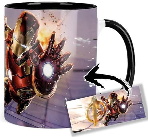 Iron Man B Tasse Innen & Henkel Schwarz Keramikbecher Mug