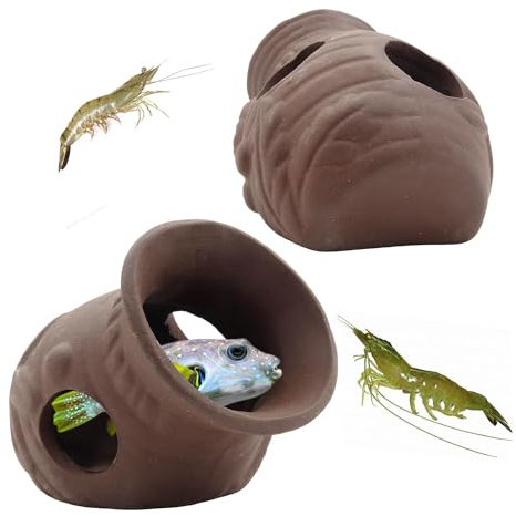 MaoNativey 2 Stück Cave Deko Fish Shrimp Hiding, Fisch Tank Zubehör Höhle Dekoration, Thematische Ornamente Keramik Fischbecken, für Fischbecken