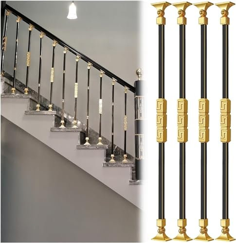 CHEMYO Geländer Geländer Geländer Geländer Balustersystem für den Innenbereich mit verstellbaren Halterungen und Füßen, Aluminium-Handlaufpfosten-Kit für den Umbau von Villen, Veranda-Treppen (Far