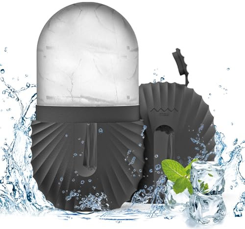 Ice Roller, Silikon Ice Roller Gesicht, Wiederverwendbar Muschelmuster Facial Eisroller Augeneismassage Gesichtsbehandlung Schönheit Hautpflege Eiskompresse Pore Verkleinern Erhellen Haut, Schwarz
