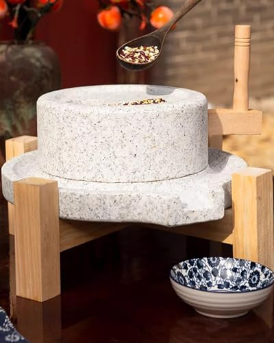 Dry/Wet Grain Mill Stone Grinder, Household Retro Stone Milled Grinder Pulverizer, Grain Pepper Barley Cornmeal Manual Stone Mill (Size : 35 x 45 cm (13 3/4 x 17 3/4))