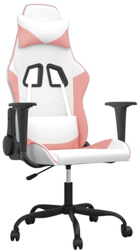 vidaXL Sedia da Gaming Bianco e Rosa in Similpelle