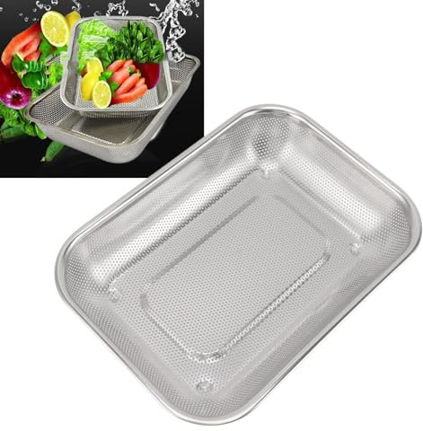 Colador De Acero Inoxidable, Cesta De Colador Rectangular Para Frutas Y Verduras, Colador De Acero Inoxidable, Cesta De Aceite De Malla Rectangular(l)