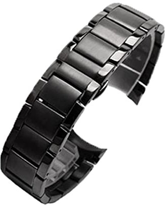 VISIYUBL Watch-Bands Edelstahl AR2452 AR2453 AR2448. Uhrenarmband Armband Schmetterling Schnalle Peeling Black Silver Rose Gold Fit for Armani(Black)