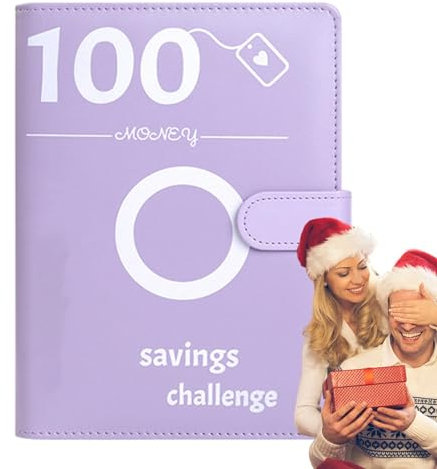 100 Envelope Saving Challenge, 5 Binder Notizbuch Set, Budget Planner, PU Leder Binder Geld Organizer Sparen, 5 Ringbuchordner für Finanzplaner Budget Sparen Mappe Cash Stuffing Startset